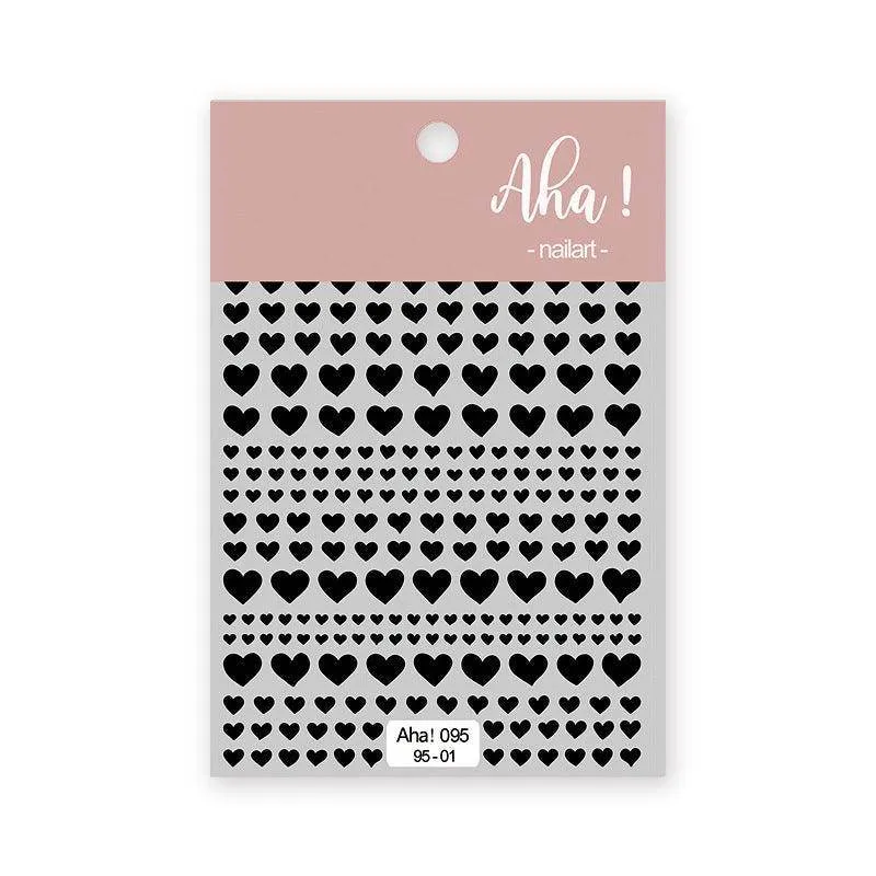 Metal Color Nail Art Stickers Sticker Decals Love Heart Bowknot  Adhesive 3D Decals Aha