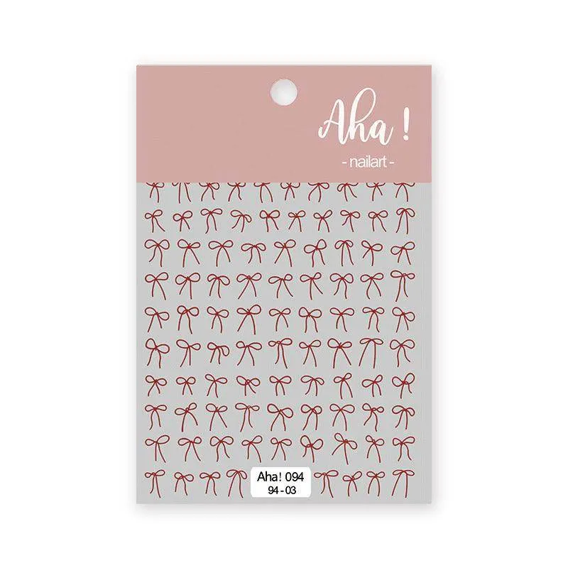 Metal Color Nail Art Stickers Sticker Decals Love Heart Bowknot  Adhesive 3D Decals Aha