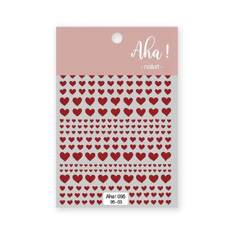 Metal Color Nail Art Stickers Sticker Decals Love Heart Bowknot  Adhesive 3D Decals Aha