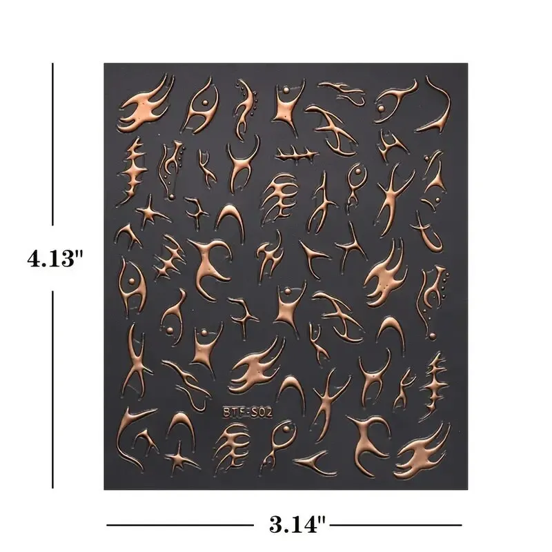 Nail Art Stickers Golden Rose Silver 3D Hollow Decals Mixed Irregular Designs Self Adhesive Fish Bone Nail Tips Decorations Salon