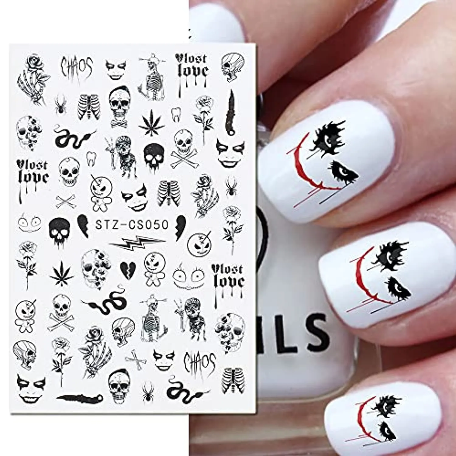 Nail Sticker Halloween Skull Head Autumn Maple Leaf Pumpkin Ghost Festival Adhesive Nail Stickers