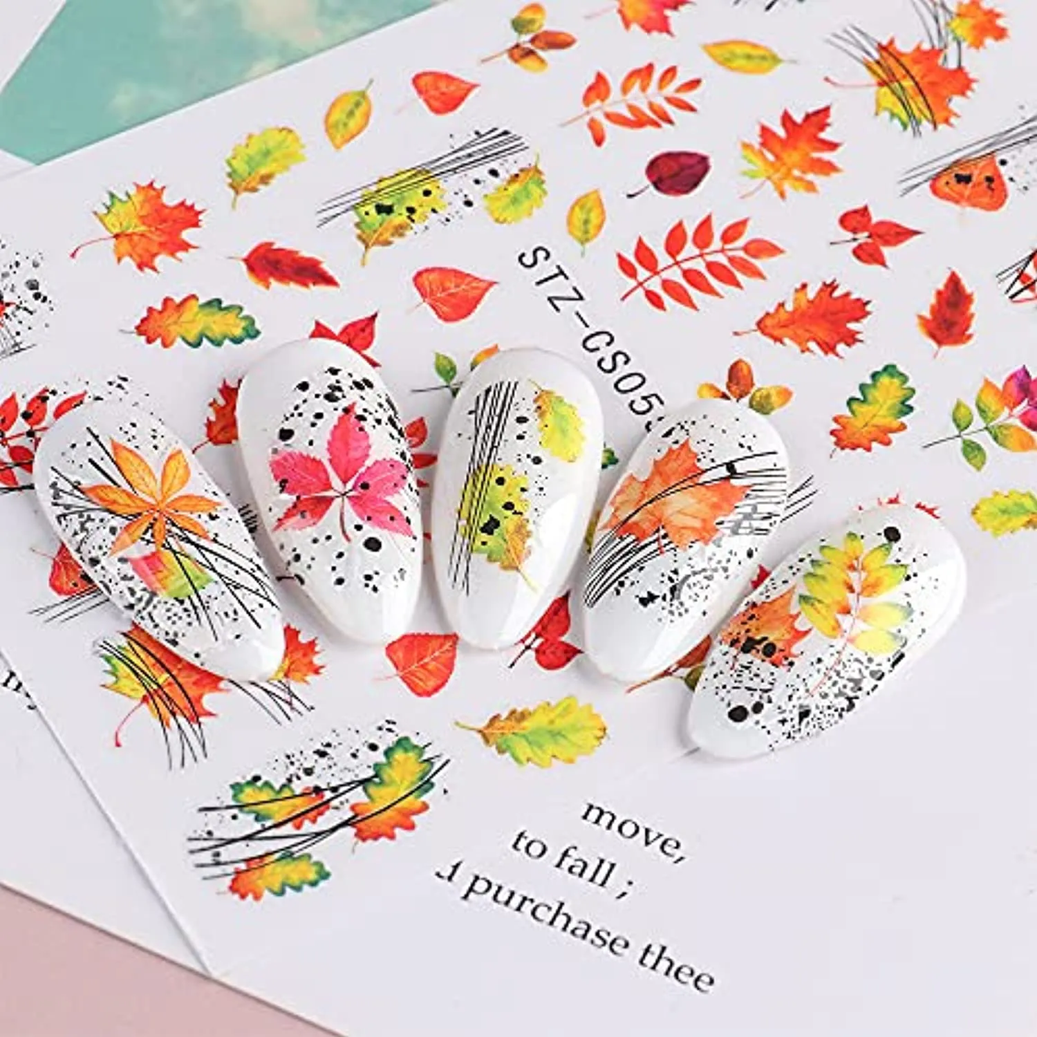 Nail Sticker Halloween Skull Head Autumn Maple Leaf Pumpkin Ghost Festival Adhesive Nail Stickers
