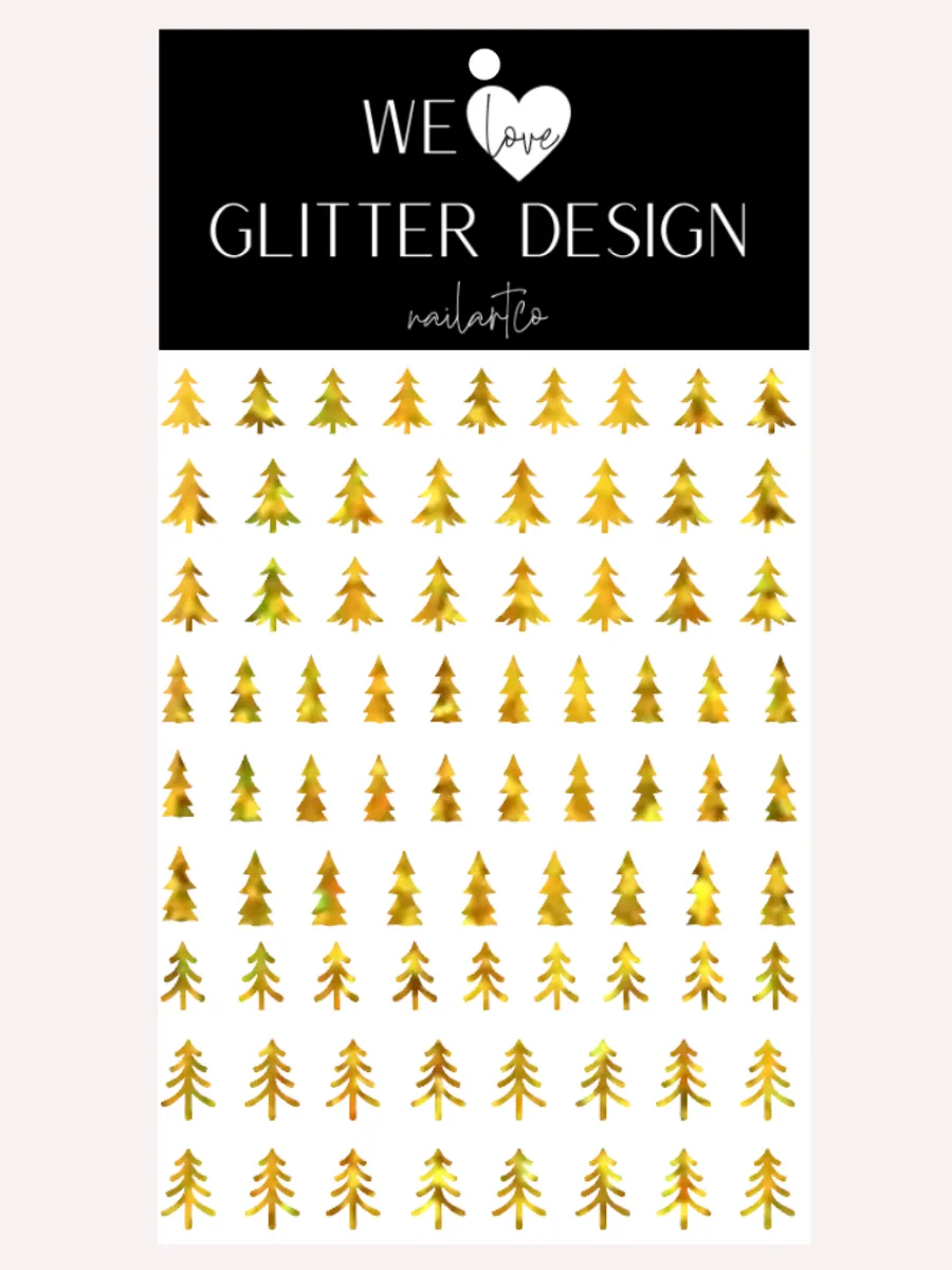 Oh Christmas Tree Nail Decal | Holo Sparkle // Gold