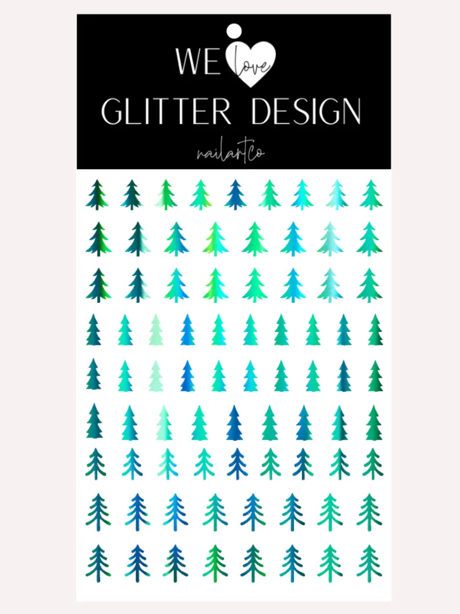 Oh Christmas Tree Nail Decal | Holographic Rainbow // Green