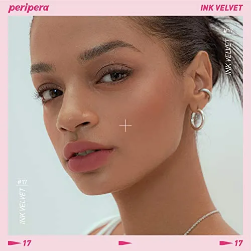 Peripera Ink the Velvet Lip Tint | High Pigment Color, Longwear, Weightless, Not Animal Tested, Gluten-Free, Paraben-Free | Rosy Nude (#17), 0.14 fl oz