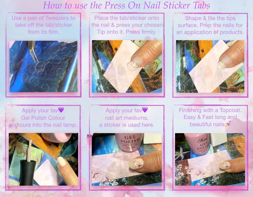 Press On Nail Sticker Tabs (Bag 24pcs)