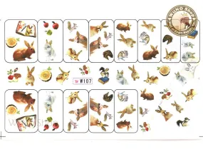 Rabbit Glitter Water Slide Nail Art Decals - 1pc (W107)
