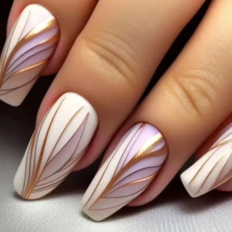TEEK - 24pc Ballerina French Detachable False Press On Nails