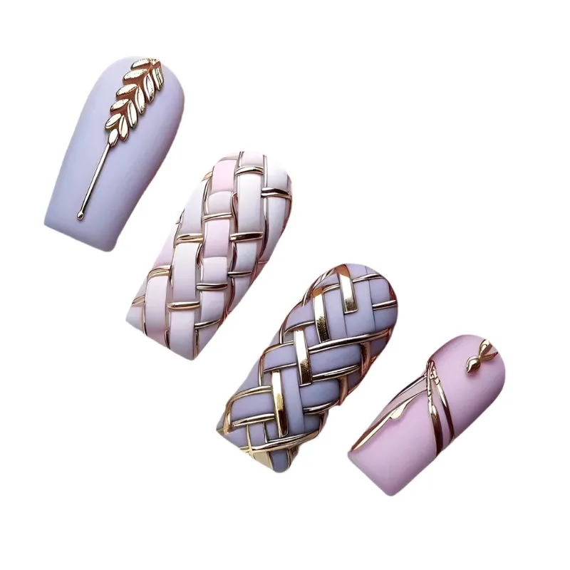 TEEK - 24pc Ballerina French Detachable False Press On Nails