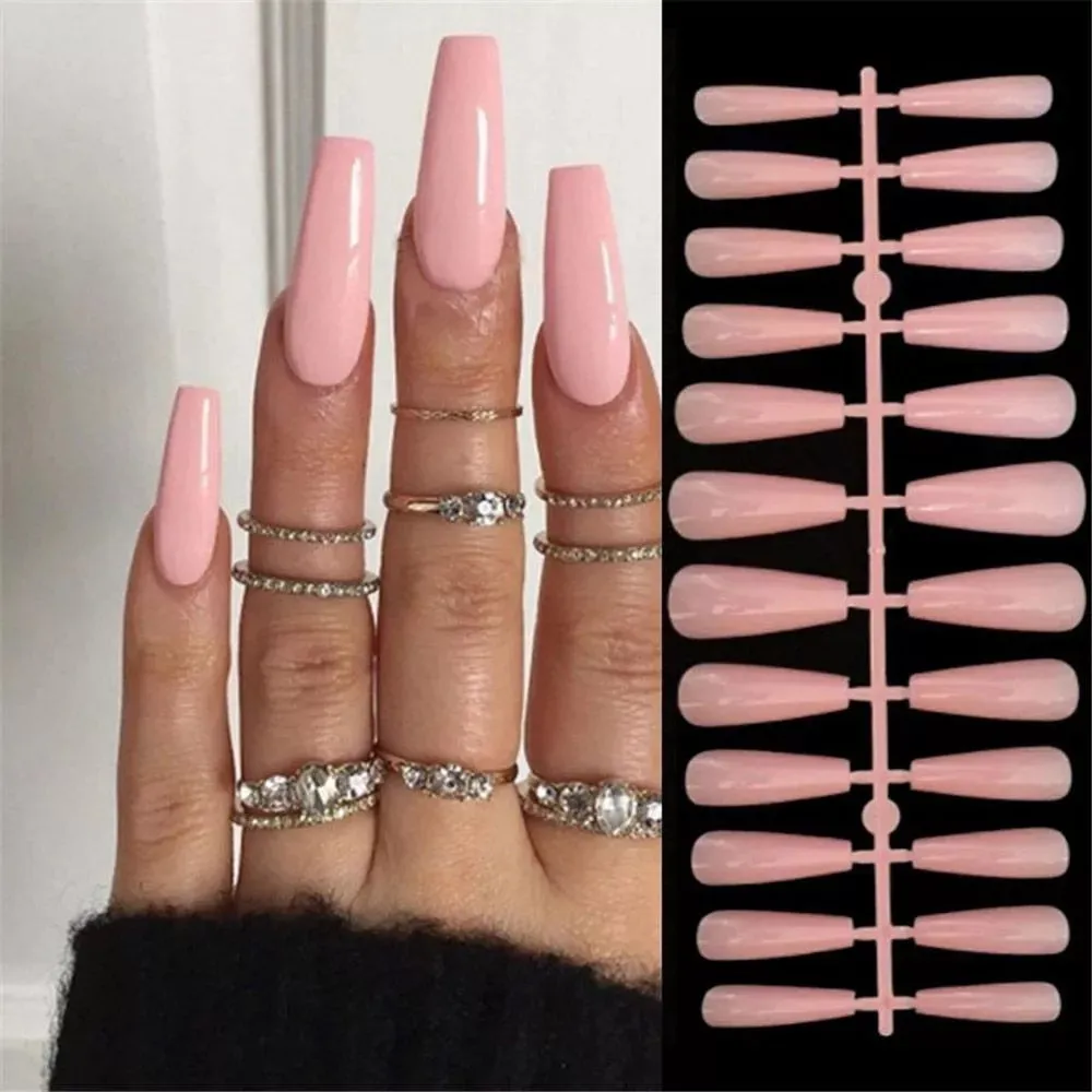 TEEK - 24pc Ballerina French Detachable False Press On Nails