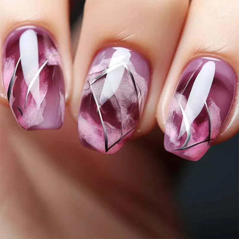 TEEK - 24pcs Short Round False Nails
