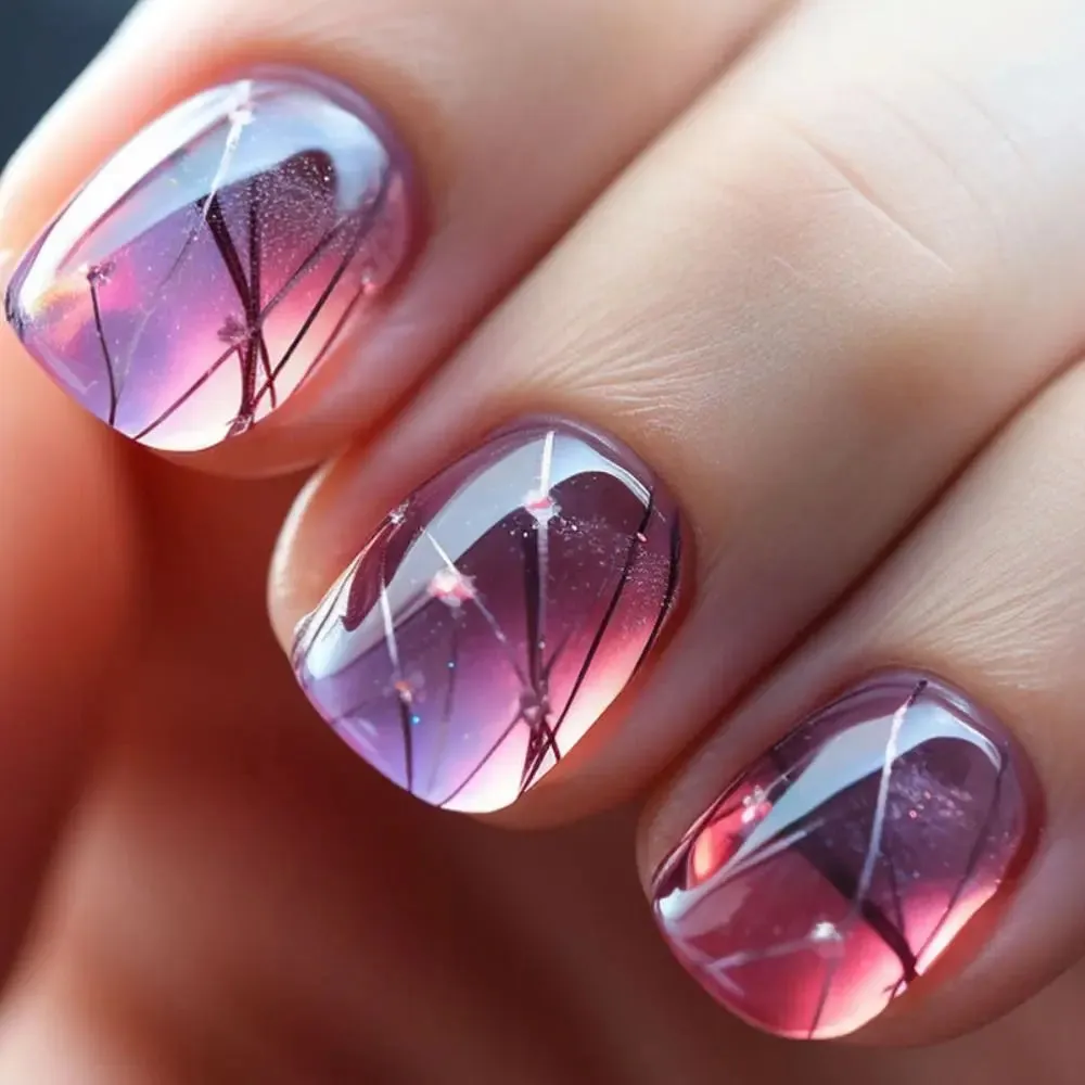 TEEK - 24pcs Short Round False Nails