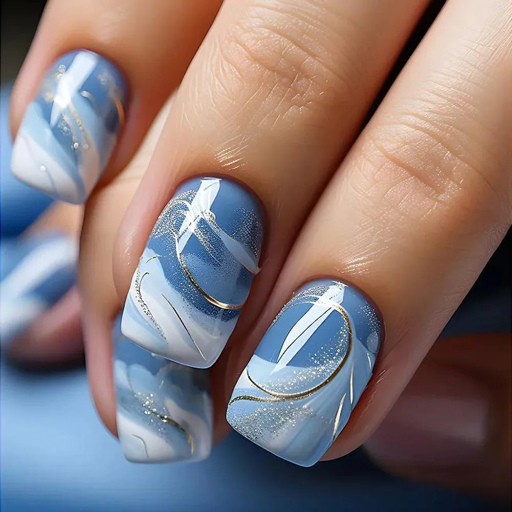 TEEK - 24pcs Short Round False Nails