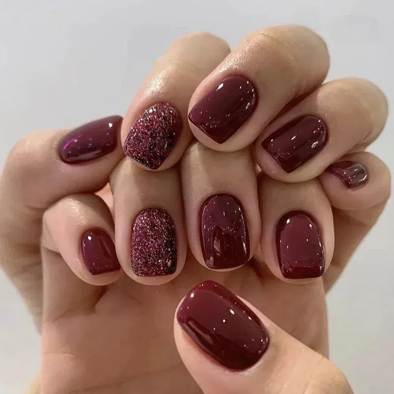 TEEK - 24pcs Short Round False Nails