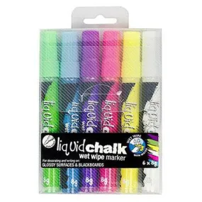 Texta Liquid Chalk Marker Wet Wipe Bullet Assorted Wallet 6