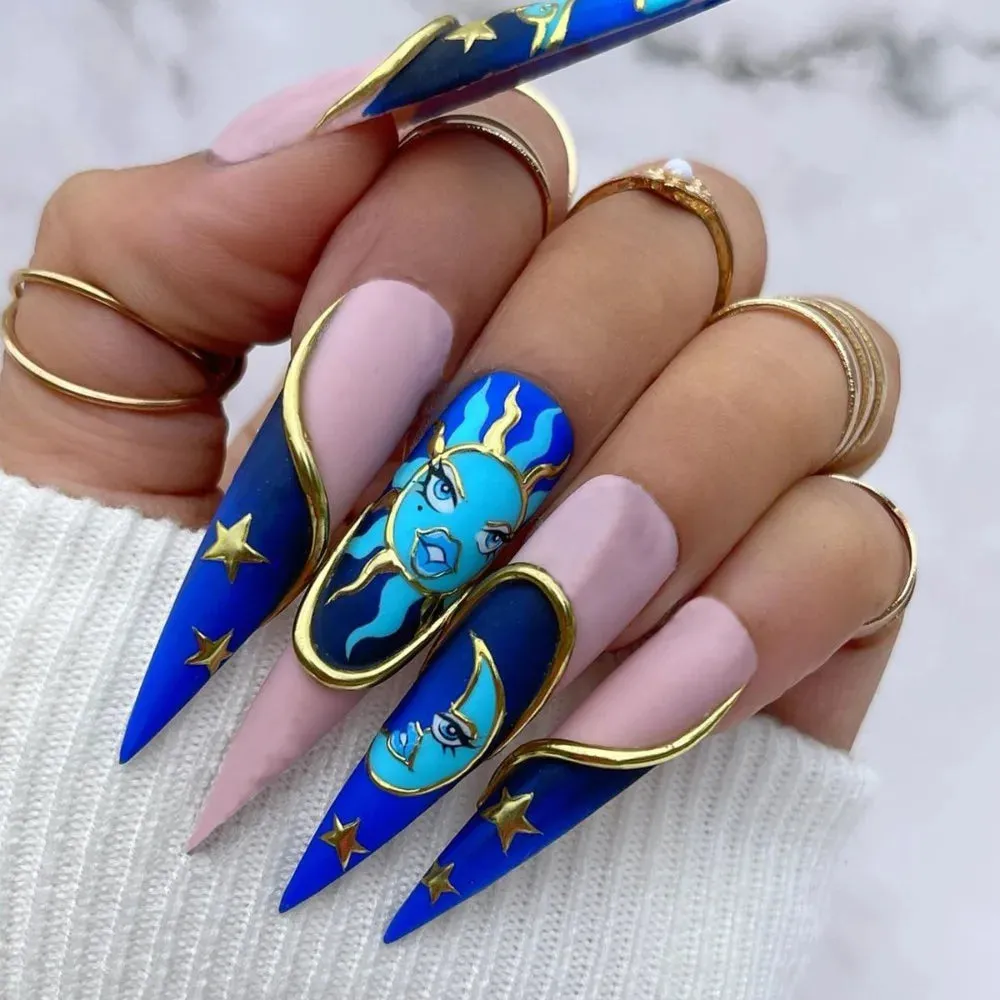 Toleet-Helloween sminken Long Almond Fake Nails Detachable French Ballet Halloween False Nails nail art Full Cover Nail Tips Press On Nails 24pcs