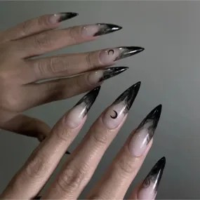 Toleet-Helloween sminken Long Almond Fake Nails Detachable French Ballet Halloween False Nails nail art Full Cover Nail Tips Press On Nails 24pcs