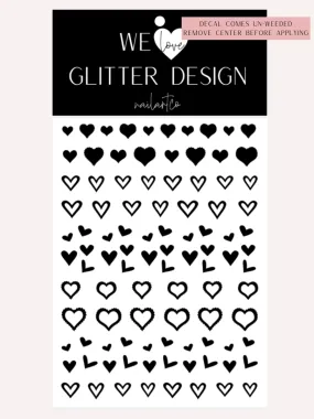 Variety Heart Nail Decal | Black (*Comes Un-Weeded)