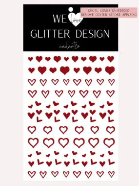 Variety Heart Nail Decal | Dark Red (*Comes Un-Weeded)
