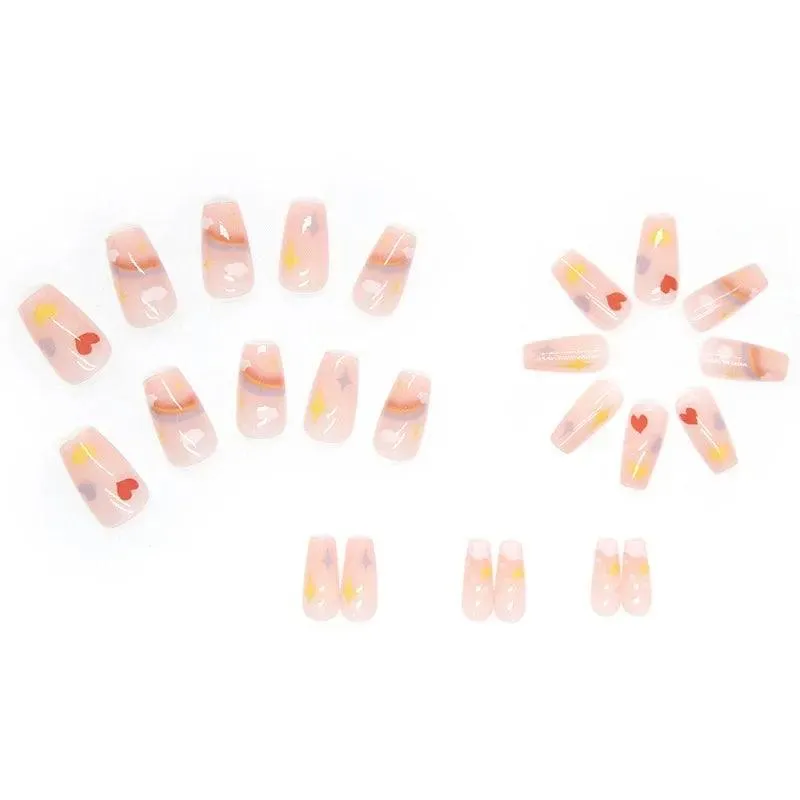 Vibrant Rainbow Ballerina Nail Art Set: Playful & Reusable Designs
