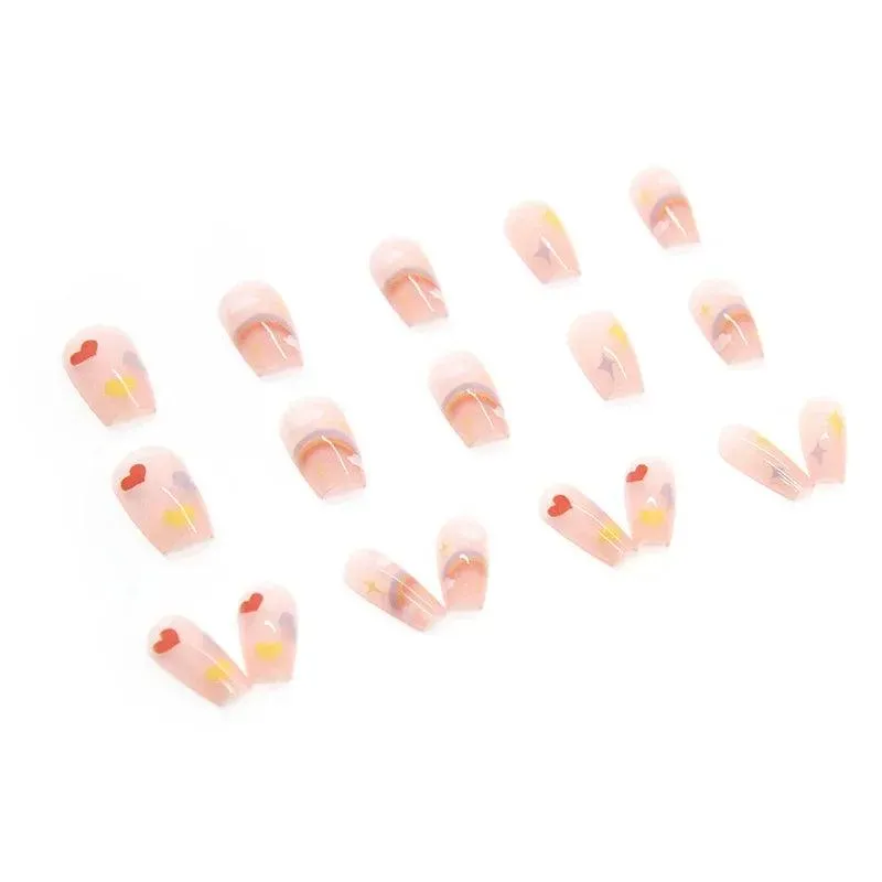 Vibrant Rainbow Ballerina Nail Art Set: Playful & Reusable Designs