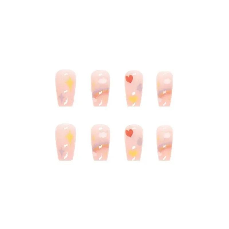 Vibrant Rainbow Ballerina Nail Art Set: Playful & Reusable Designs