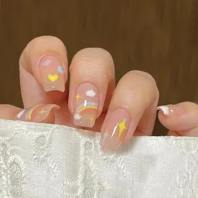 Vibrant Rainbow Ballerina Nail Art Set: Playful & Reusable Designs